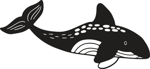 Hand Drawn whale in flat style