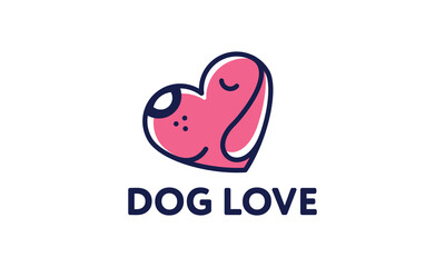 Adobe Illustrator Dog Love Heart with cute puppy face vector illustration best used for pet care, pet friendly logo tor Artwork