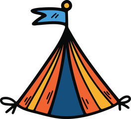 Hand Drawn Carnival tent in flat style