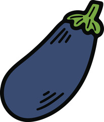 Hand Drawn eggplant in flat style