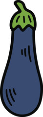Hand Drawn eggplant in flat style