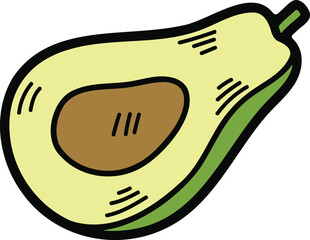 Hand Drawn avocado in flat style
