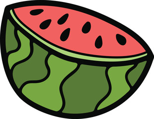 Hand Drawn watermelon in flat style