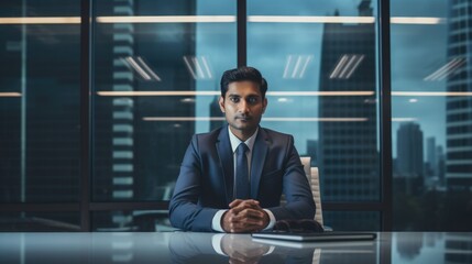 Fototapeta premium The Successful Businessman in his Office. Fictional character created by Generated AI. 