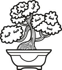 Fototapeta premium Hand Drawn Japanese and Chinese style bonsai trees in flat style