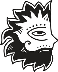 Hand Drawn tribal mask in flat style