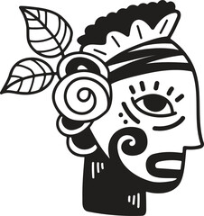 Hand Drawn tribal mask in flat style