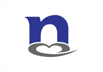 Letter N Love Logo Design, Brand Identity logos vector, modern logo, Logo Designs Vector Illustration Template