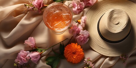 Refreshing Summer Drink with a Twist of Orange - obrazy, fototapety, plakaty