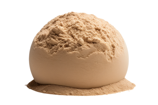 Ball of Sand on Top of White Surface. On a White or Clear Surface PNG Transparent Background.