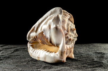 King Helmet seashell on a dark background