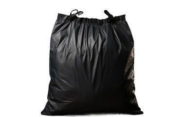 Black Plastic Bag on White Background. On a White or Clear Surface PNG Transparent Background.
