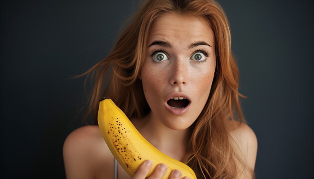 woman with a banana in her hand, sexuality concept