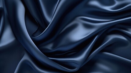 close up of smooth shiny blue silk satin fabric - obrazy, fototapety, plakaty