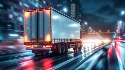 Truck on the road with motion blur background,illustration.