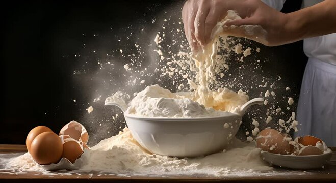 Mix flour and raw egg