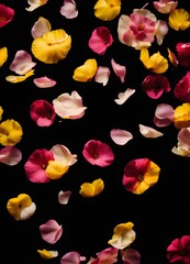 petals of roses with a black background
