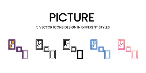 Picture  icons set in different style vector stock