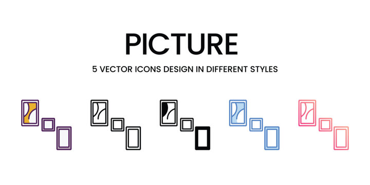 Picture  icons set in different style vector stock
