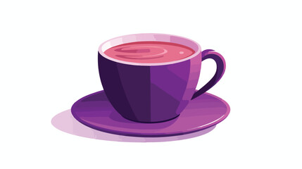 A cup of coffee in purple flat vector isolated on white