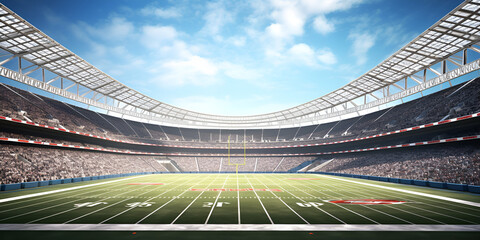 American football stadium with spotlight  tailgate players background