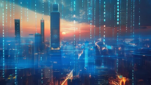 A financial institutions billboard displaying a futuristic cityscape with the tagline Securing Your Transactions with Blockchain Technology.