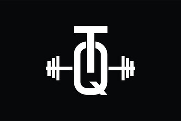 Letter T,Q, TQ OR QT Logo With barbell. Fitness Gym logo Vector.