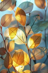 Creating a radiant fusion of luminous abstract leaves and light through artificial photosynthesis.