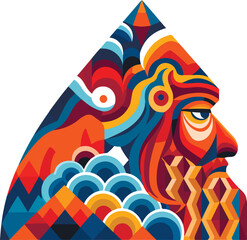 Vector ornamental traditional decorative ethnic mountains illustration. Abstract historical mythology whimsical mountain logo. Good for print or tattoo