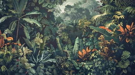Foto op Canvas Verdant Tropical Rainforest Canopy, Ideal for Nature Backgrounds © R Studio