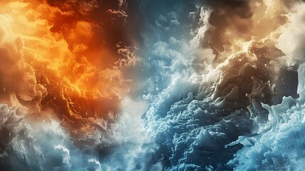 Fiery and Icy Elemental Clash, Ideal for Conceptual Artwork and Posters