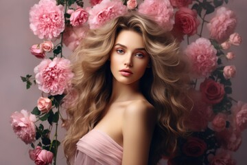The Enchanting Beauty of a Woman with Long Hair. Fictional character created by Generated AI. 