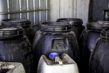Old dirty oil container