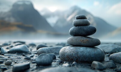Stones stacked on top of each other on a hiking trail.