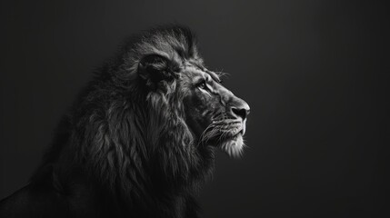 Monochromatic Lion Portrait, Powerful and Regal Wildlife Icon
