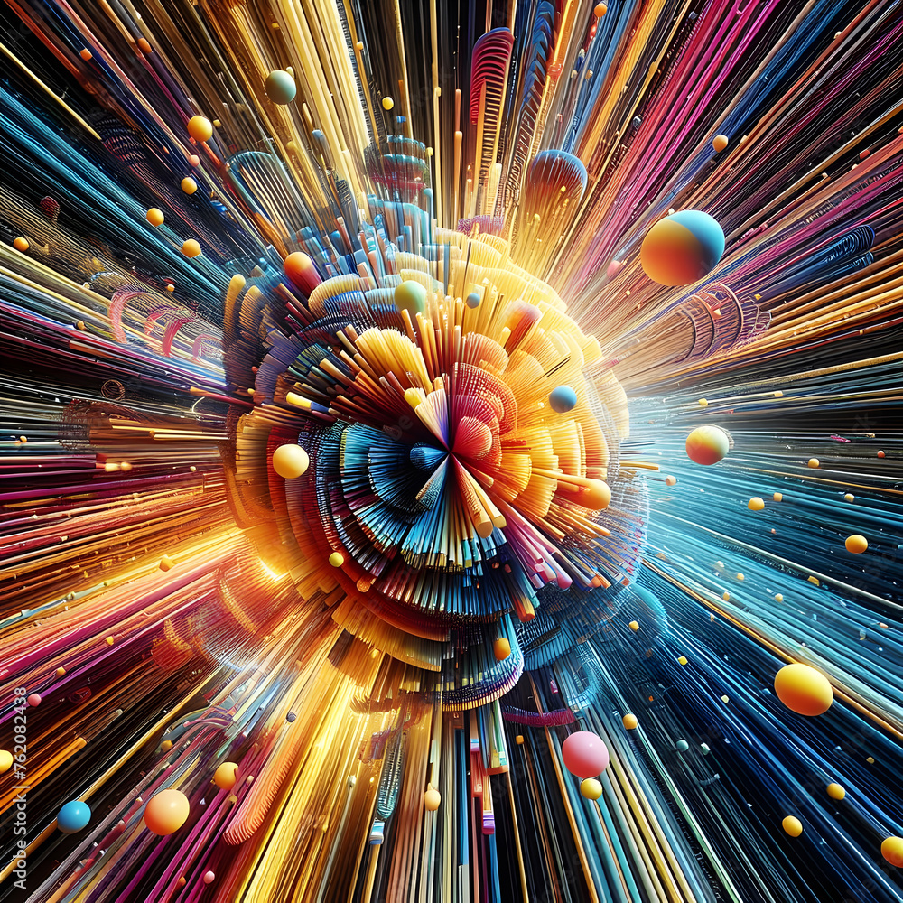 Poster 3d render of abstract fractal background. Computer generated graphics generative by AI