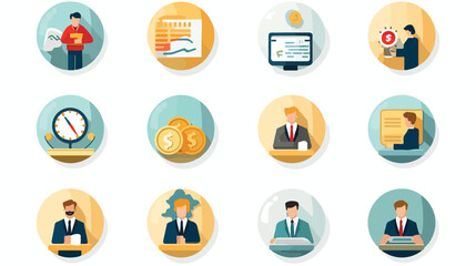 Business Management Flat icons for dollar  money 