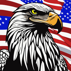 American flag eagle illustration, eagle with USA flag, Fourth of july, independence day Usa