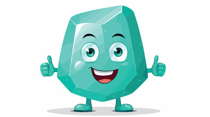 Cartoon polished gemstone mineral turquoise mascot
