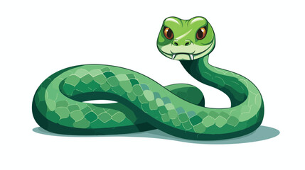 Cartoon poisonous snake flat vector isolated on white