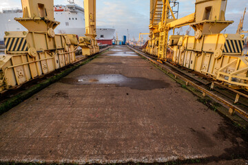the quay of the ship repair yard including cranes - 762084844