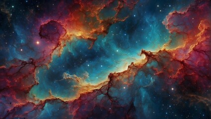 Fototapeta na wymiar A cosmic landscape, rendered in abstract multicolors, showcasing the beauty of galaxy formations Generative AI