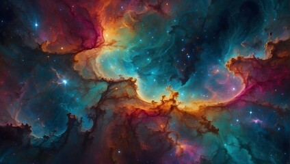 Obraz na płótnie Canvas A cosmic landscape, rendered in abstract multicolors, showcasing the beauty of galaxy formations Generative AI