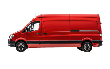 Red Van With Black Stripe on the Side. On a White or Clear Surface PNG Transparent Background.