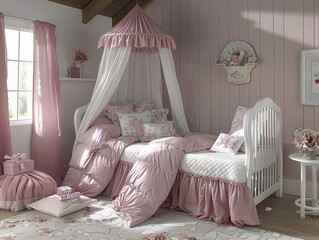 Gentle Fuchsia and Pear Baby Room: A High-Tech Approach - obrazy, fototapety, plakaty