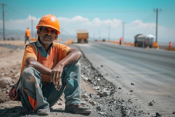 Road Construction Worker - obrazy, fototapety, plakaty