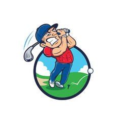 Mascot golf player, golf mascot logo