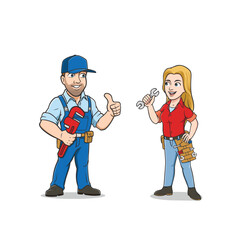 Handyman mascot logo, couple mascot logo