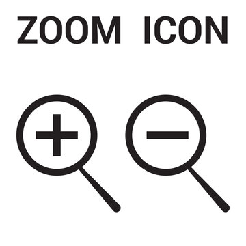 Zoom-in and zoom-out icons on a white background. Vector illustration for the web design.  magnifying glass symbol. 