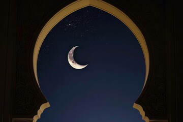 Arabic Calligraphy and the Moon at Night